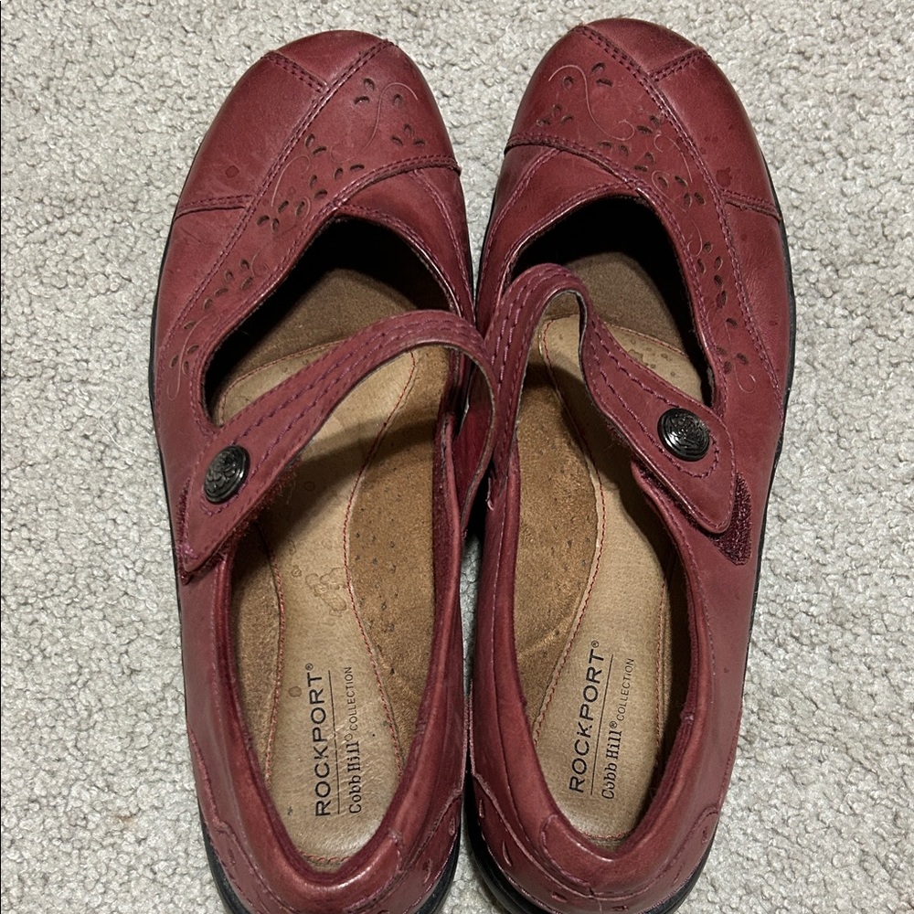 Rockport Women's Burgundy Mary Jane Flats